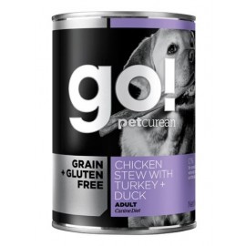 GO! NATURAL Holistic консервы беззерновые с тушеной курицей, индейкой и мясом утки для собак, Grain Free Chicken Stew with Turkey + Duck, 400 г